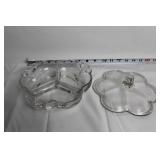 Set of Elegant Glassware: Green Centerpiece Bowl, Blue Compote, and Vase