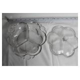 Set of Elegant Glassware: Green Centerpiece Bowl, Blue Compote, and Vase