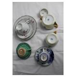 Vintage Tea Set with Hand Painted Cups and Floral Creamer & Sugar Set