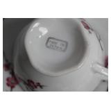 Vintage Tea Set with Hand Painted Cups and Floral Creamer & Sugar Set