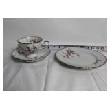 Vintage Tea Set with Hand Painted Cups and Floral Creamer & Sugar Set