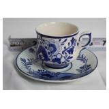 Vintage Tea Set with Hand Painted Cups and Floral Creamer & Sugar Set