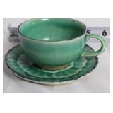 Vintage Tea Set with Hand Painted Cups and Floral Creamer & Sugar Set