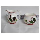 Vintage Ceramic Set: Salt & Pepper Shakers, Creamer, Sugar Bowl, Coasters