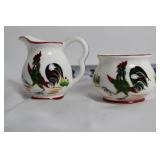 Vintage Ceramic Set: Salt & Pepper Shakers, Creamer, Sugar Bowl, Coasters