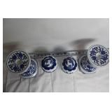 Set of 4 Blue and White Porcelain Candle Holders and Ginger Jars