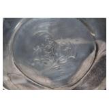 Set of 4 Vintage Blue Glass Goblets and Silverplate Basket