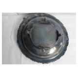 Set of 4 Vintage Blue Glass Goblets and Silverplate Basket