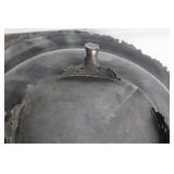 Set of 4 Vintage Blue Glass Goblets and Silverplate Basket