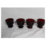 Collection of Ruby Red Glass Dinnerware and Decorative Tile