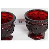 Collection of Ruby Red Glass Dinnerware and Decorative Tile