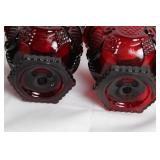 Collection of Ruby Red Glass Dinnerware and Decorative Tile