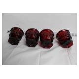 Collection of Ruby Red Glass Dinnerware and Decorative Tile