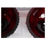 Collection of Ruby Red Glass Dinnerware and Decorative Tile