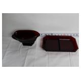 Collection of Ruby Red Glass Dinnerware and Decorative Tile