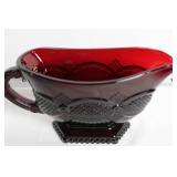 Collection of Ruby Red Glass Dinnerware and Decorative Tile
