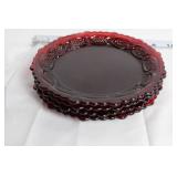 Collection of Ruby Red Glass Dinnerware and Decorative Tile