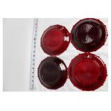 Collection of Ruby Red Glass Dinnerware and Decorative Tile