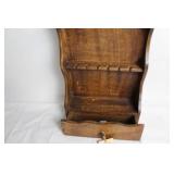 Vintage Wooden Wall-Mounted Spice Rack with Drawer