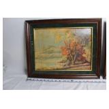 Pair of Framed Vintage Landscape Oil Paintings