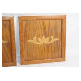 Pair of Oak Cabinet Doors with Decorative Wood Inlay
