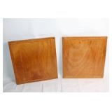 Pair of Oak Cabinet Doors with Decorative Wood Inlay