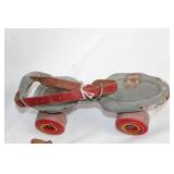 Vintage Adjustable Metal Roller Skates with Red Wheels
