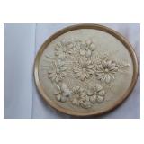 Pair of Vintage Ceramic Wall Plaques with Floral Design