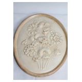 Pair of Vintage Ceramic Wall Plaques with Floral Design