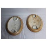 Pair of Vintage Ceramic Wall Plaques with Floral Design