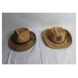 Set of 2 Vintage Straw Fedora Hats
