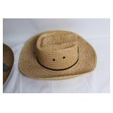 Set of 2 Vintage Straw Fedora Hats