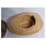 Set of 2 Vintage Straw Fedora Hats
