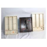 Set of 3 Vintage Wooden Drawer Inserts with Painted Design