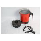 Vintage Instant Hot Pot with Red Exterior and Black Lid