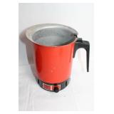 Vintage Instant Hot Pot with Red Exterior and Black Lid