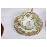 Set of 5 Vintage Floral Pattern Teacups and Saucers