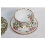 Set of 5 Vintage Floral Pattern Teacups and Saucers