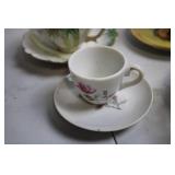Collection of 20 Vintage Porcelain Tea and Coffee Cups with Floral Designs