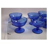 Collection of Blue Glass Serving Ware and Decor Items