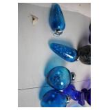 Collection of Blue Glass Serving Ware and Decor Items