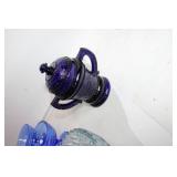 Collection of Blue Glass Serving Ware and Decor Items