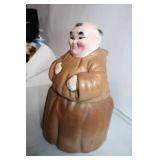 Vintage Ceramic Monk Cookie Jar with Removable Lid