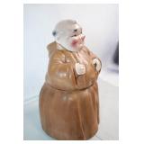 Vintage Ceramic Monk Cookie Jar with Removable Lid
