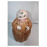 Vintage Ceramic Monk Cookie Jar with Removable Lid