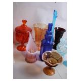 Set of 9 Colorful Vintage Glass Vases