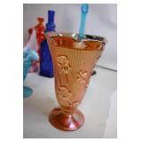 Set of 9 Colorful Vintage Glass Vases