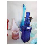 Set of 9 Colorful Vintage Glass Vases