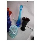 Set of 9 Colorful Vintage Glass Vases