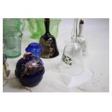 Assorted Decorative Bells and Glassware Collection
